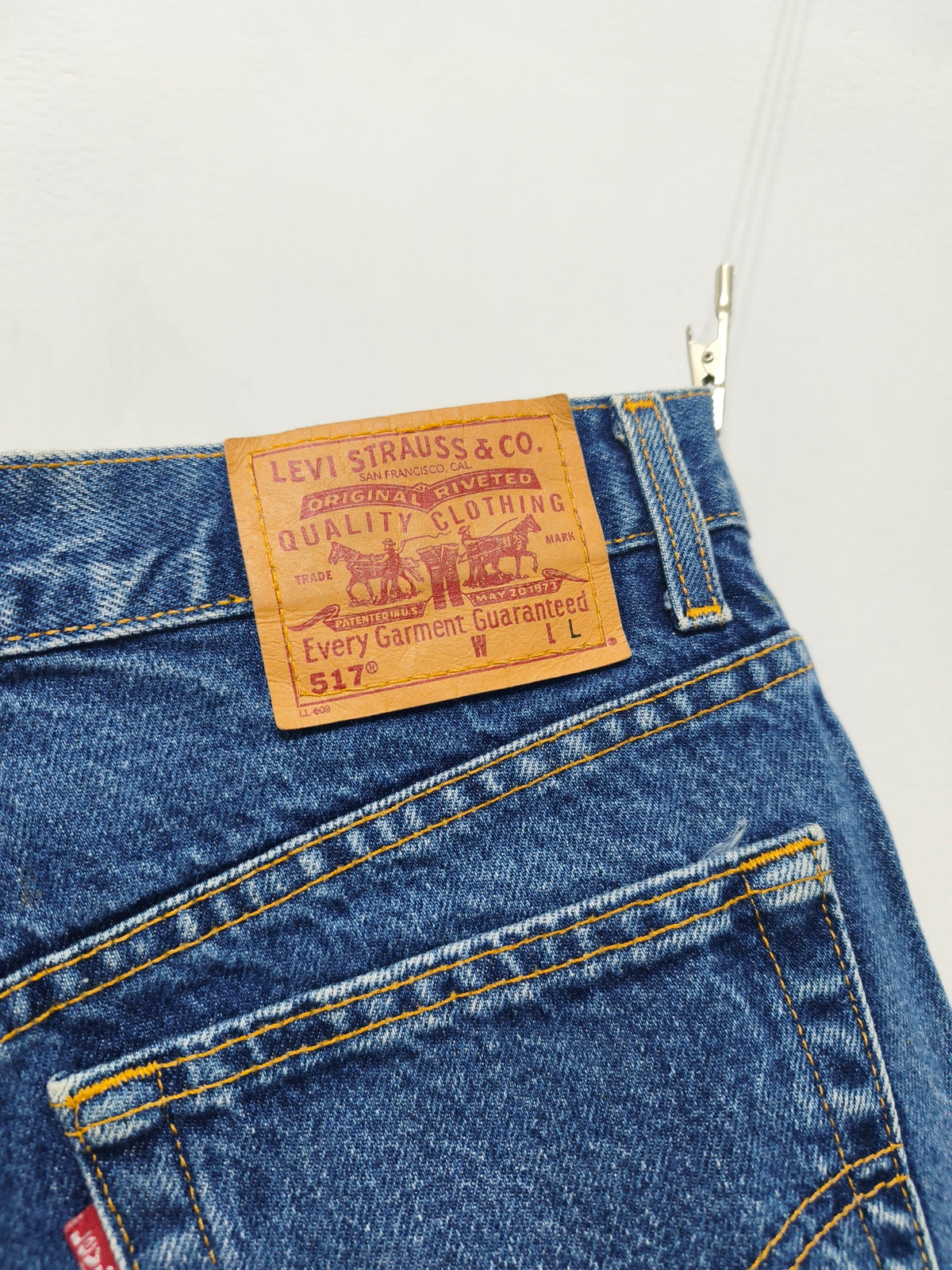 Vintage Levis 517 Blue Denim Shorts W30 Cut Off Raw Hem 90s Grunge Festival Y2K