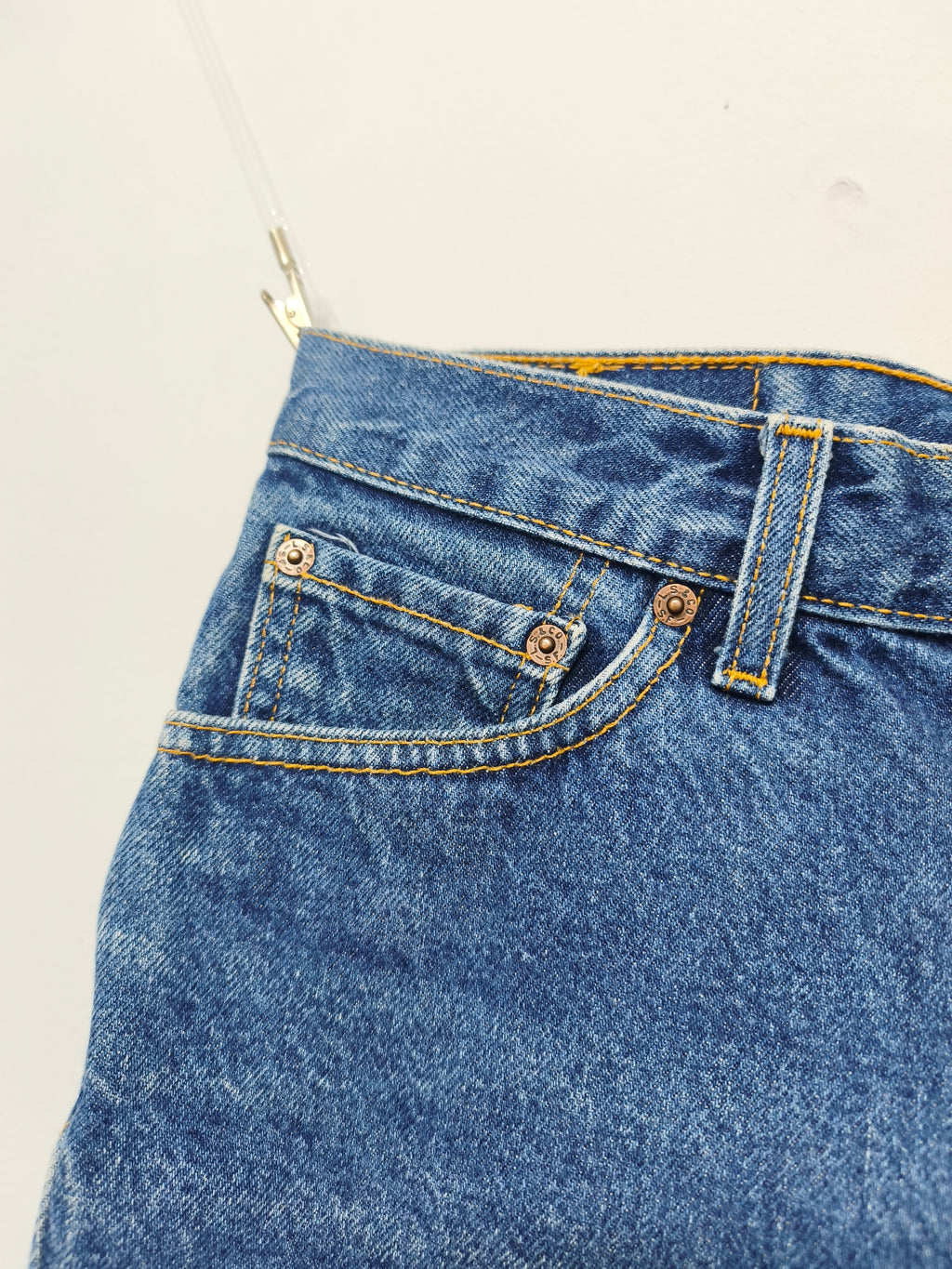 Vintage Levis 517 Blue Denim Shorts W30 Cut Off Raw Hem 90s Grunge Festival Y2K