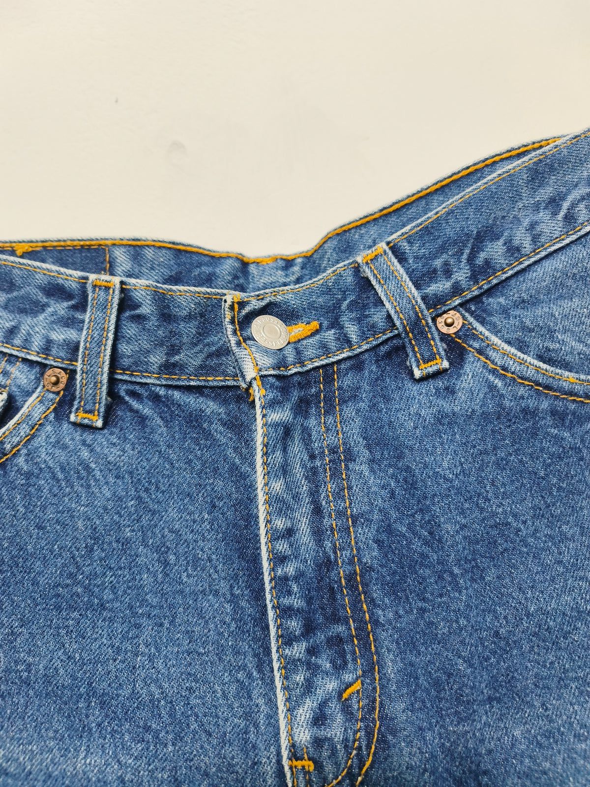 Vintage Levis 517 Blue Denim Shorts W30 Cut Off Raw Hem 90s Grunge Festival Y2K