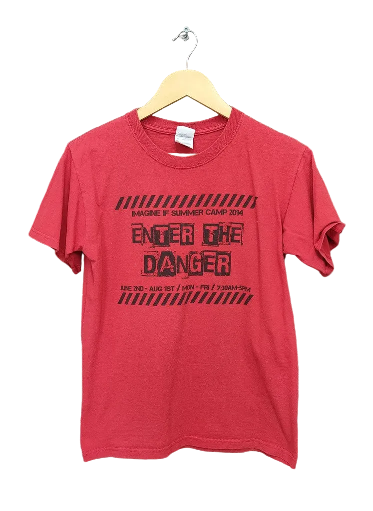 Vintage 2014 Summer Camp Graphic T-Shirt Red Womens UK 12 Retro Double Sided Tee
