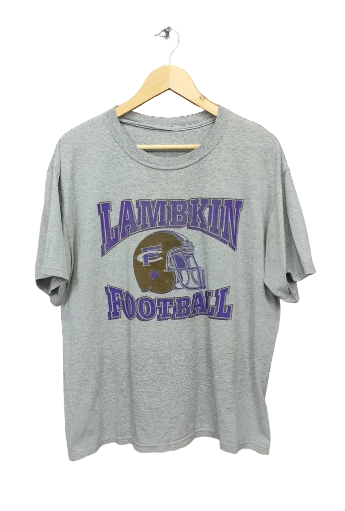 Vintage Fort Collins Lambkin Football T-Shirt Grey Purple Mens Large Top Tee