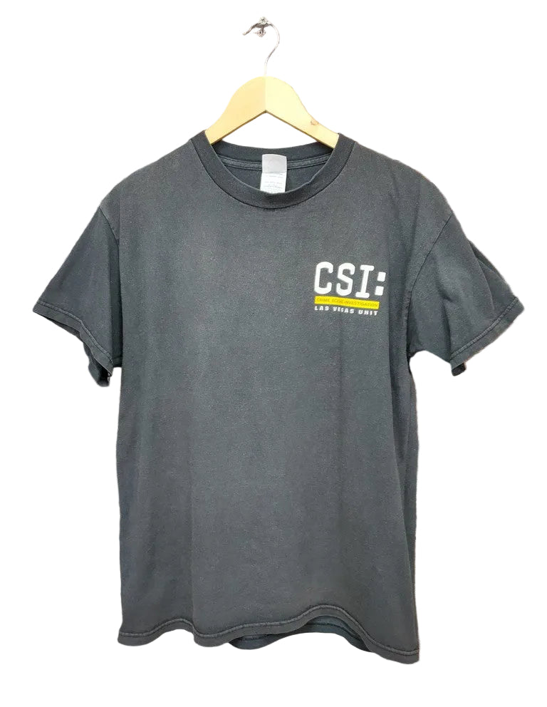 Vintage Y2K CSI Las Vegas Unit Crime Scene Investigation T-Shirt Men's Medium Grey