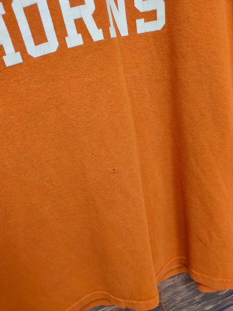 Vintage Gildan Hook Em Horns Longhorn Graphic T-Shirt Burnt Orange Mens M Top