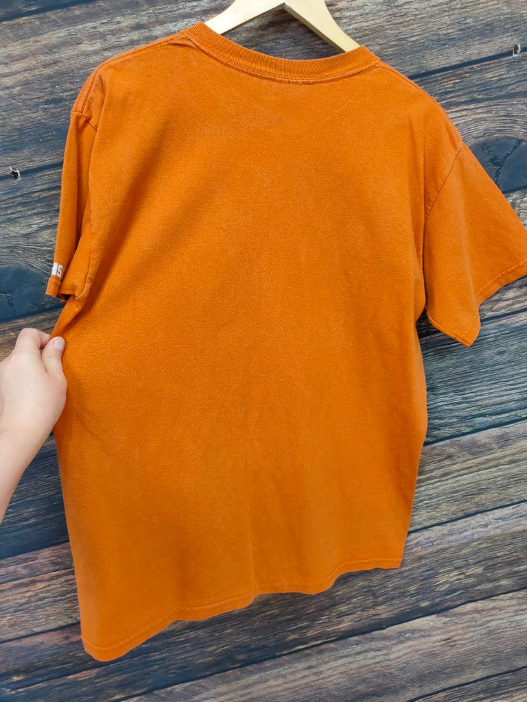 Vintage Gildan Hook Em Horns Longhorn Graphic T-Shirt Burnt Orange Mens M Top