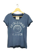 Abercrombie & Fitch Blue Spellout Logo Graphic T-Shirt Women's Size S Y2K