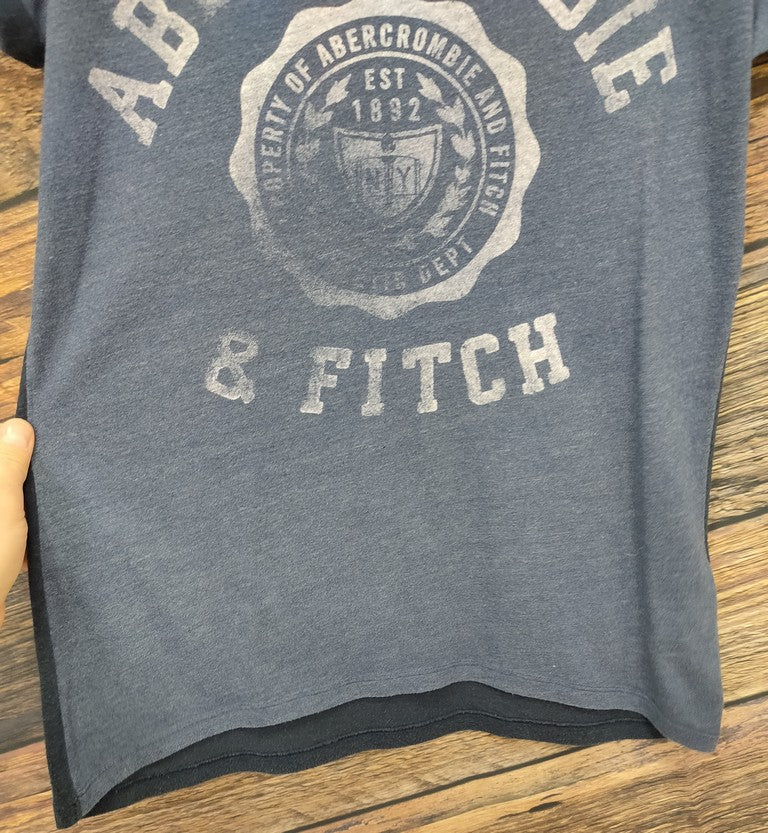 Abercrombie & Fitch Blue Spellout Logo Graphic T-Shirt Women's Size S Y2K