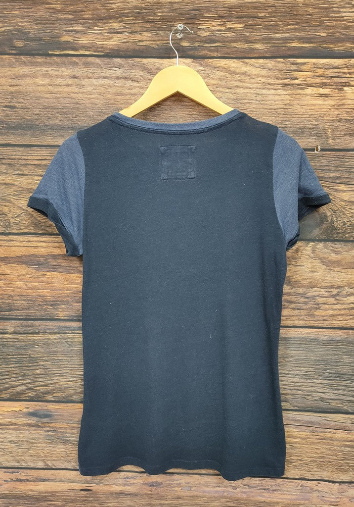 Abercrombie & Fitch Blue Spellout Logo Graphic T-Shirt Women's Size S Y2K