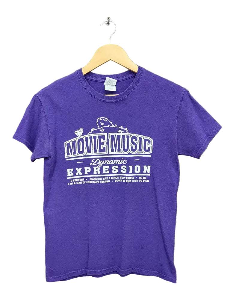Gildan Purple Movie Music Dynamic Expression Graphic T-Shirt Unisex Size S