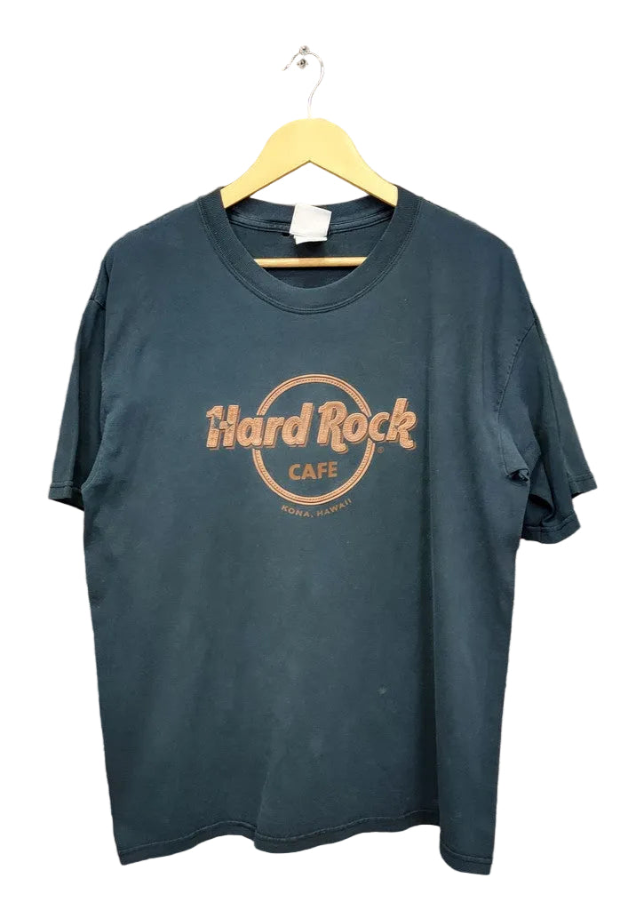 Hard Rock Cafe Faded Black Kona Hawaii Graphic T-Shirt Men's Size L Y2K