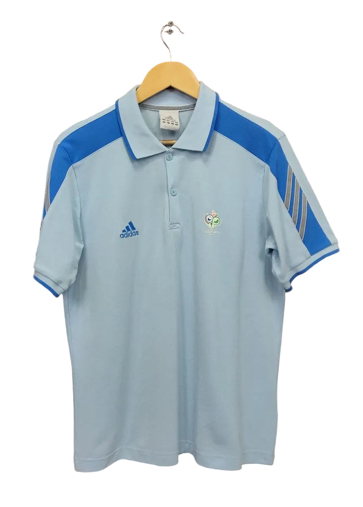 adidas Light Blue Germany 2006 FIFA World Cup Polo Shirt Men's Size Medium Retro