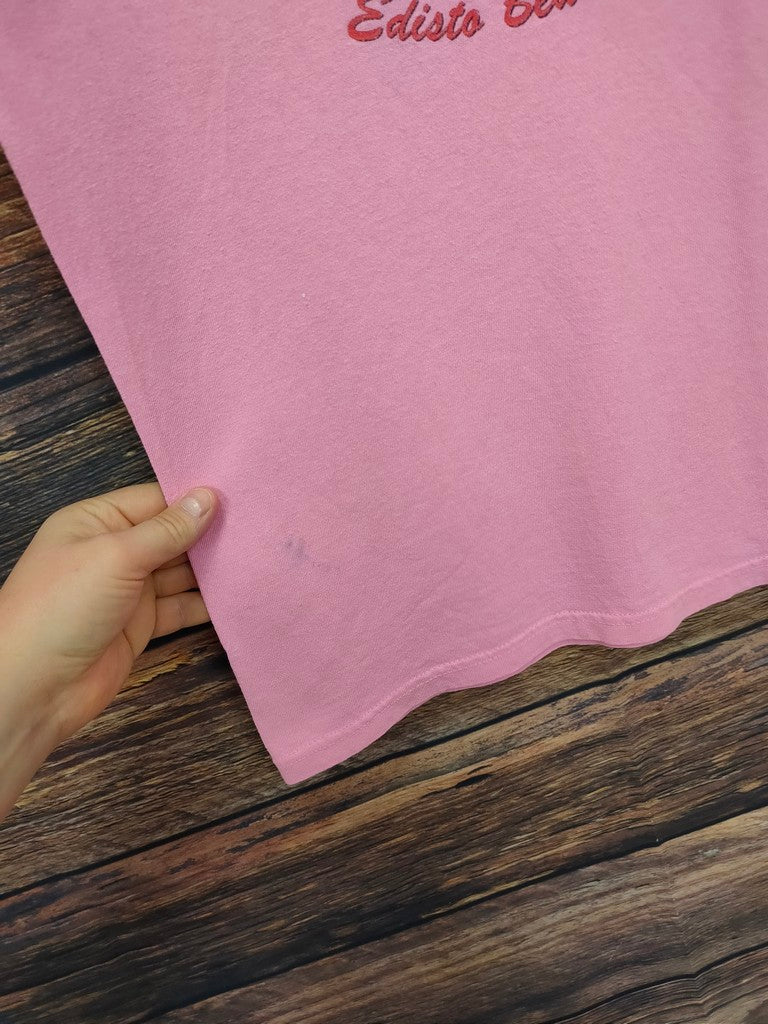 Heavyweight Pink Italian Ice & Candy Edisto Beach T-Shirt Women's Size S Retro