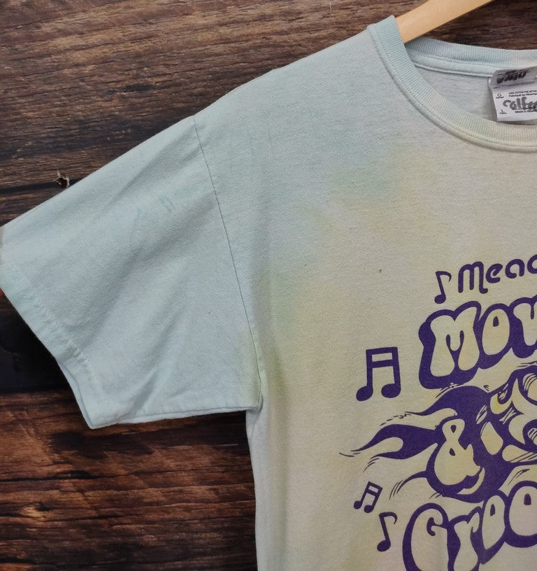 Vintage Gildan Meador Elementary Graphic T-Shirt Mint Green Wash Youths Large