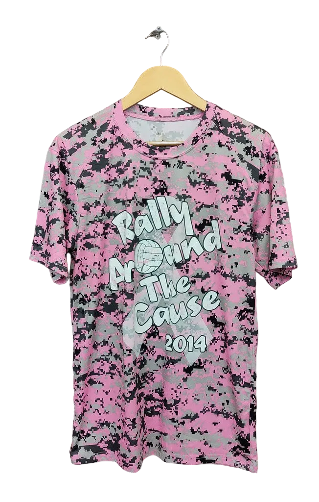 Badger Sport Digital Camo Volleyball Graphic T-Shirt Pink Mens Medium Top Tee