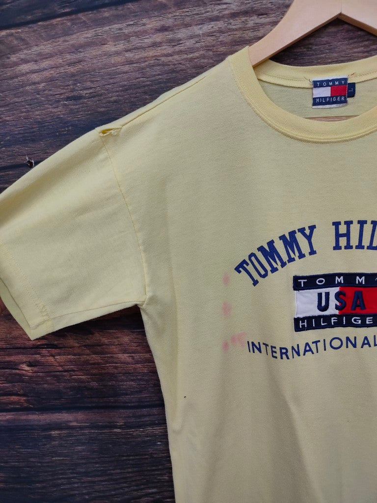 Vintage 1996 Tommy Hilfiger International Games USA Flag Graphic T-Shirt Boxy Medium