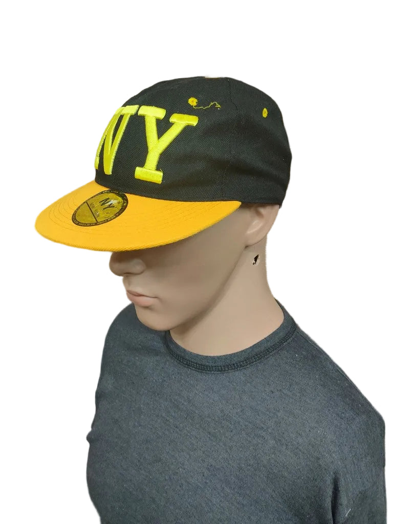 New York NY Snapback Cap Hat Black Yellow 3D Embroidered Flat Visor OSFA