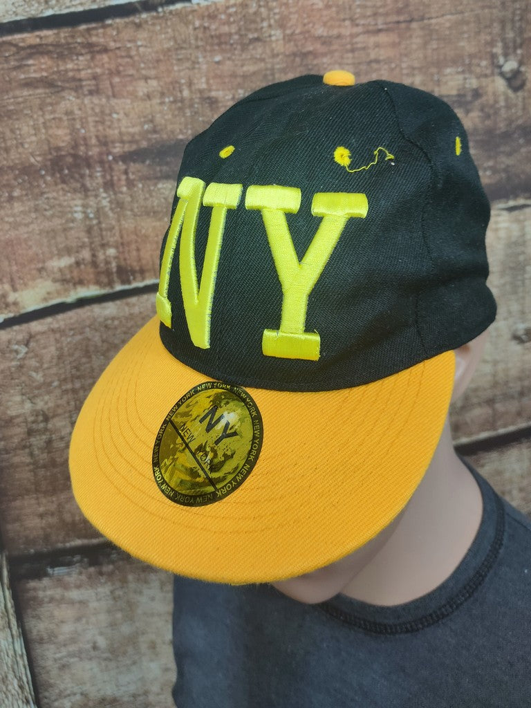 New York NY Snapback Cap Hat Black Yellow 3D Embroidered Flat Visor OSFA