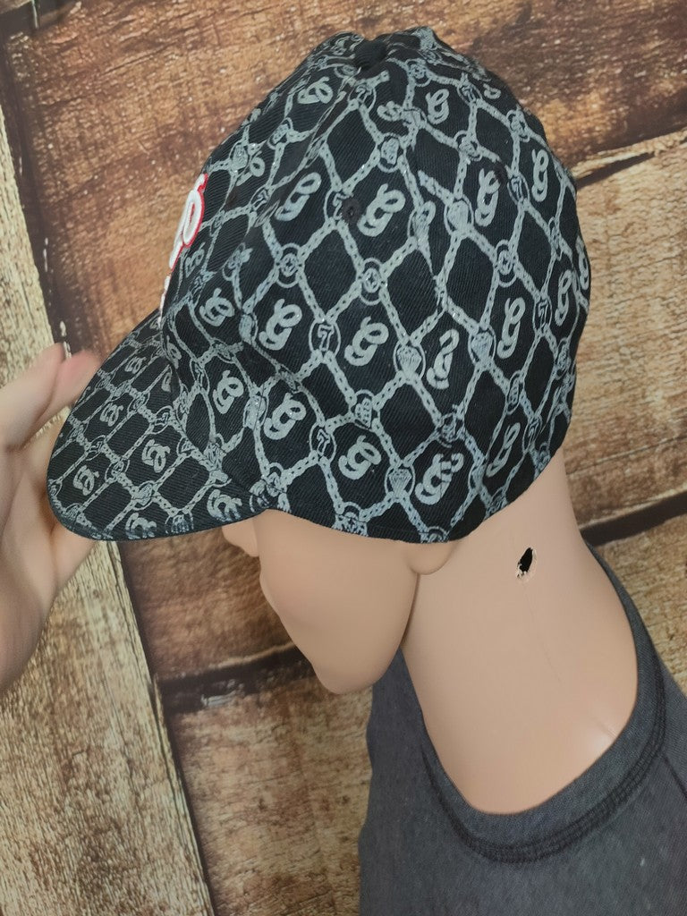 Vintage G-Unit Fitted Hat Cap Chain Link All Over Print Black Red Y2K 50 Cent 7 1/2