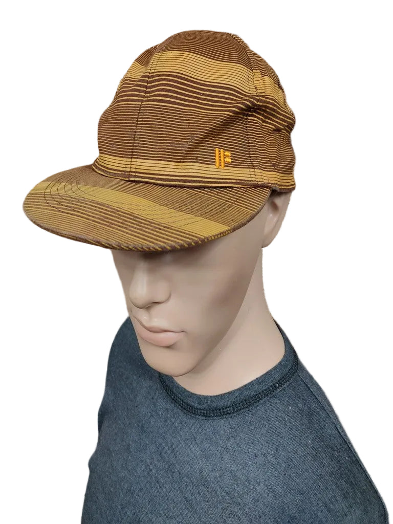 FSBN Fishbone Striped Fitted Cap Hat Brown Ochre Yellow FB Logo 7 3/8 59cm