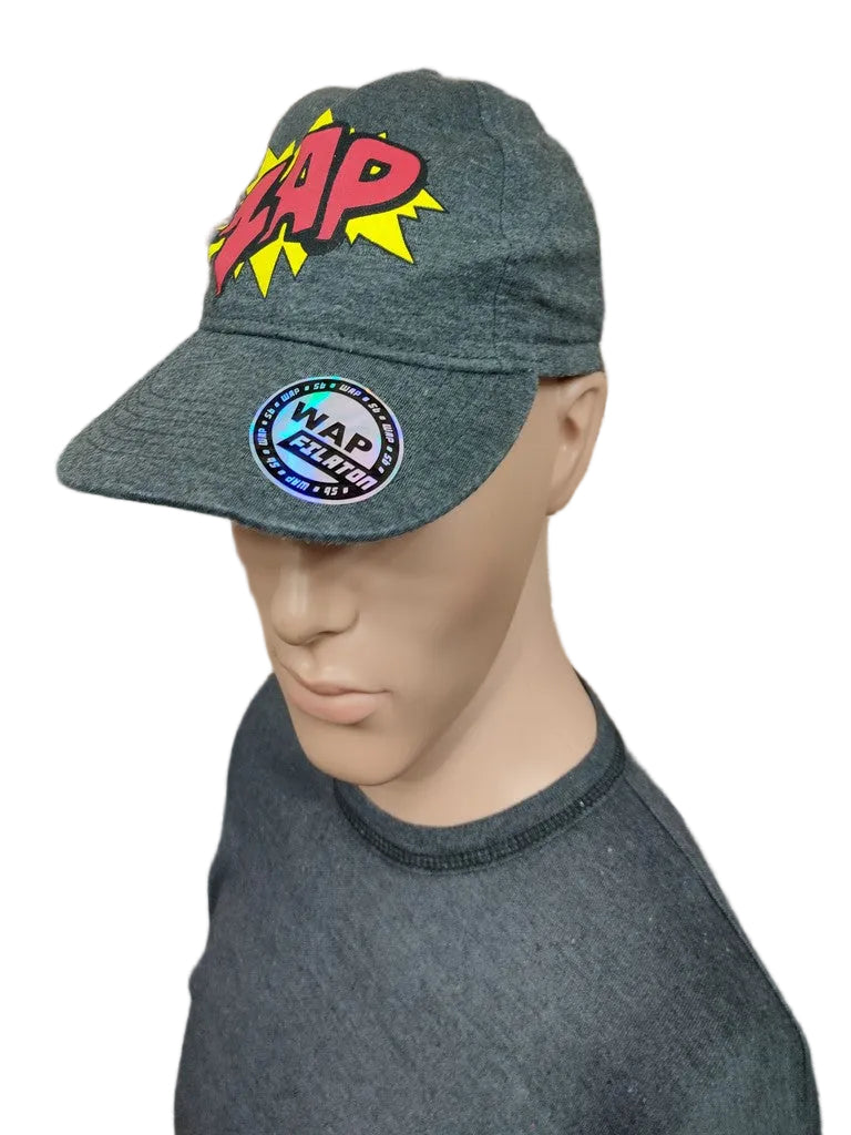 Crash One Zap Comic Pop Art Baseball Cap Hat Charcoal Grey Kids Teens 8-15 Yrs