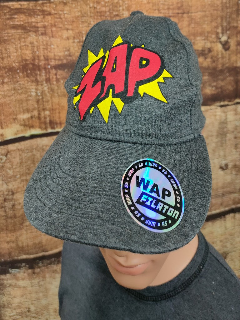 Crash One Zap Comic Pop Art Baseball Cap Hat Charcoal Grey Kids Teens 8-15 Yrs