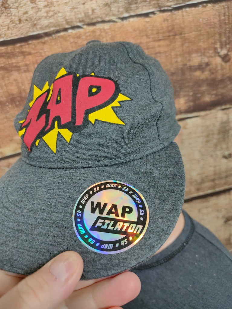 Crash One Zap Comic Pop Art Baseball Cap Hat Charcoal Grey Kids Teens 8-15 Yrs