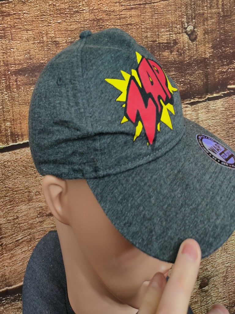 Crash One Zap Comic Pop Art Baseball Cap Hat Charcoal Grey Kids Teens 8-15 Yrs