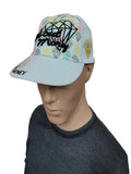 Hope-4 Iced Out Money Fitted Baseball Cap Hat White Diamond Graphic Size M Y2K