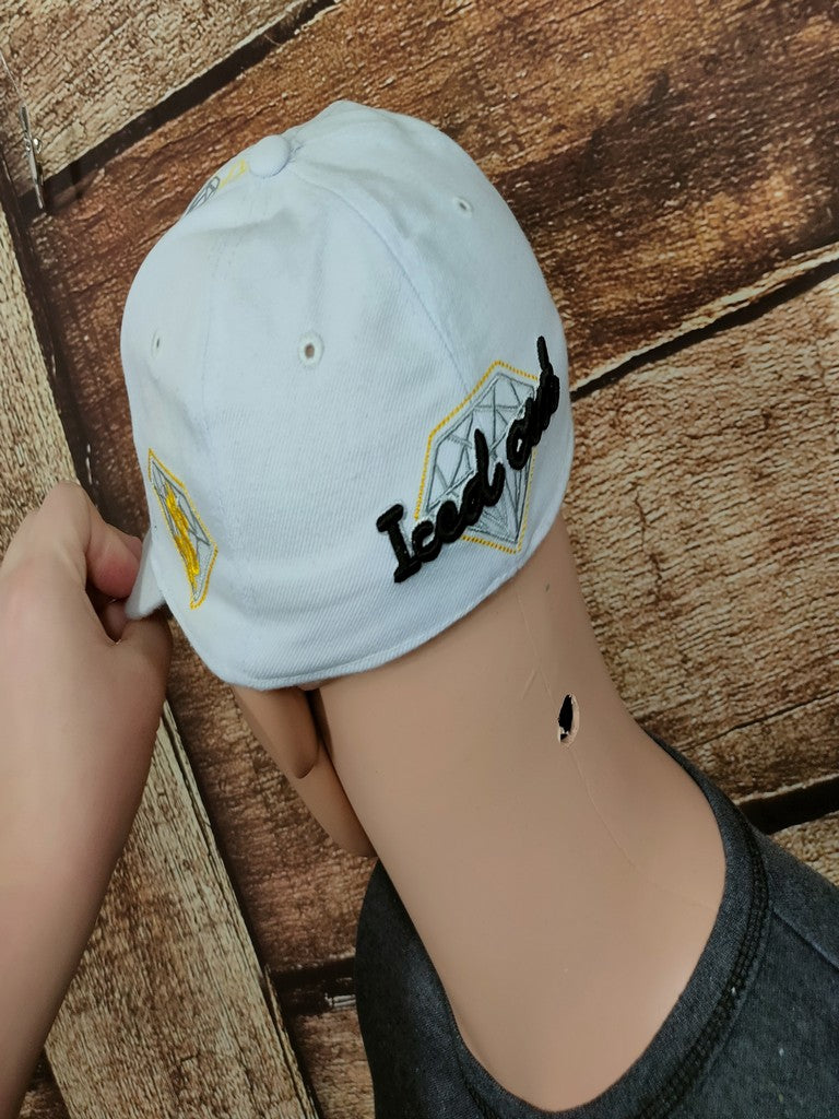Hope-4 Iced Out Money Fitted Baseball Cap Hat White Diamond Graphic Size M Y2K