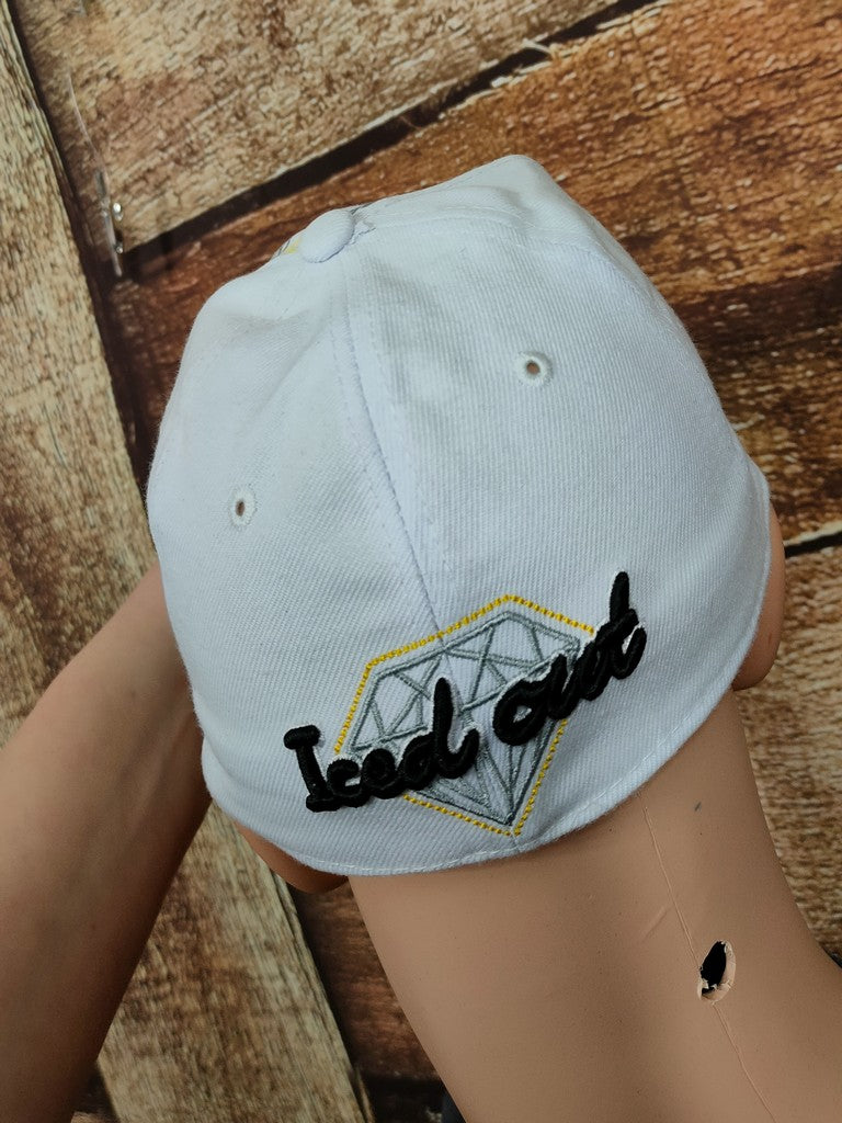 Hope-4 Iced Out Money Fitted Baseball Cap Hat White Diamond Graphic Size M Y2K