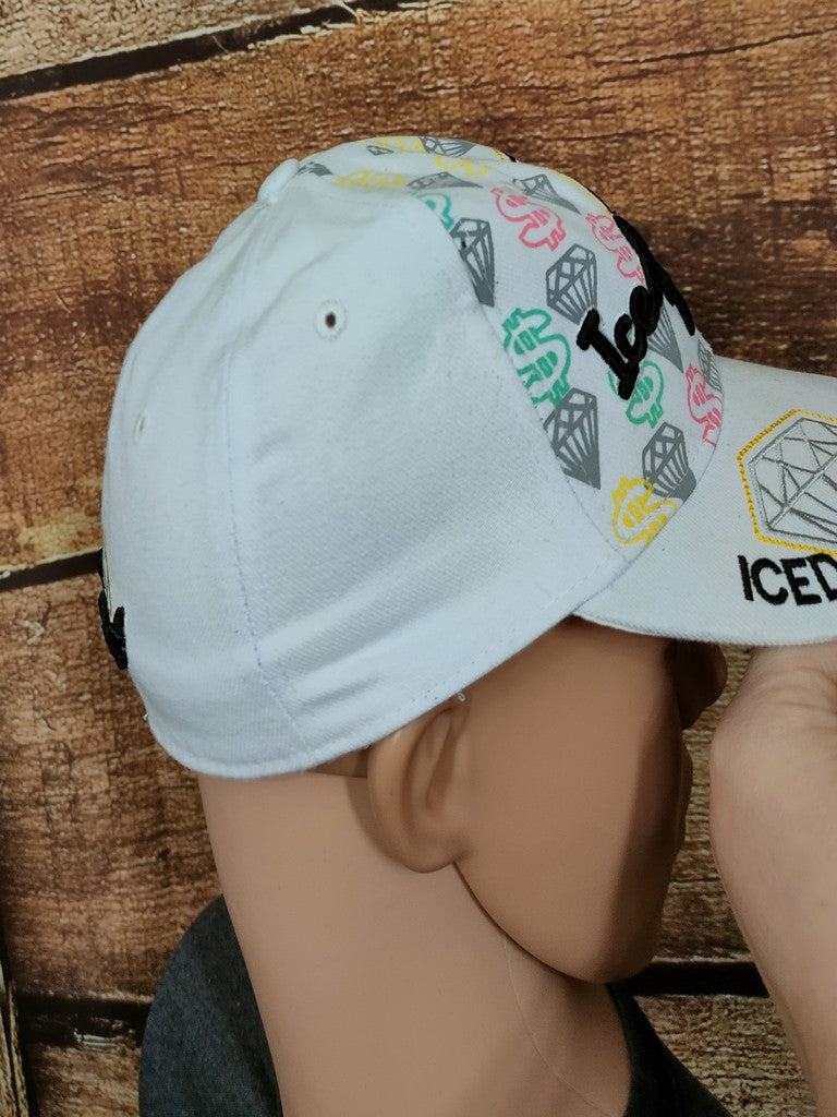 Hope-4 Iced Out Money Fitted Baseball Cap Hat White Diamond Graphic Size M Y2K