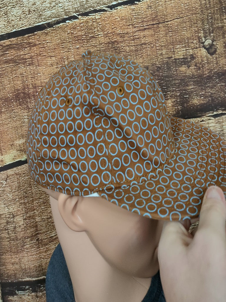 Scion Toyota Promotional Stretch Fit Cap Hat Brown Blue Circle Pattern L/XL Y2K