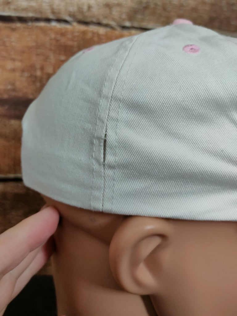 Cubus NYC Towelling Letter Patch Snapback Cap Hat White Grey Pink Flat Visor OSFA