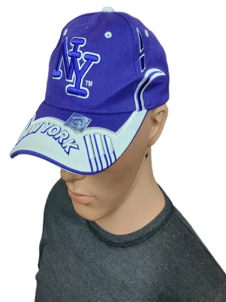 Cityhunter USA NY New York Baseball Cap Hat Purple White Embroidered Strapback OSFA