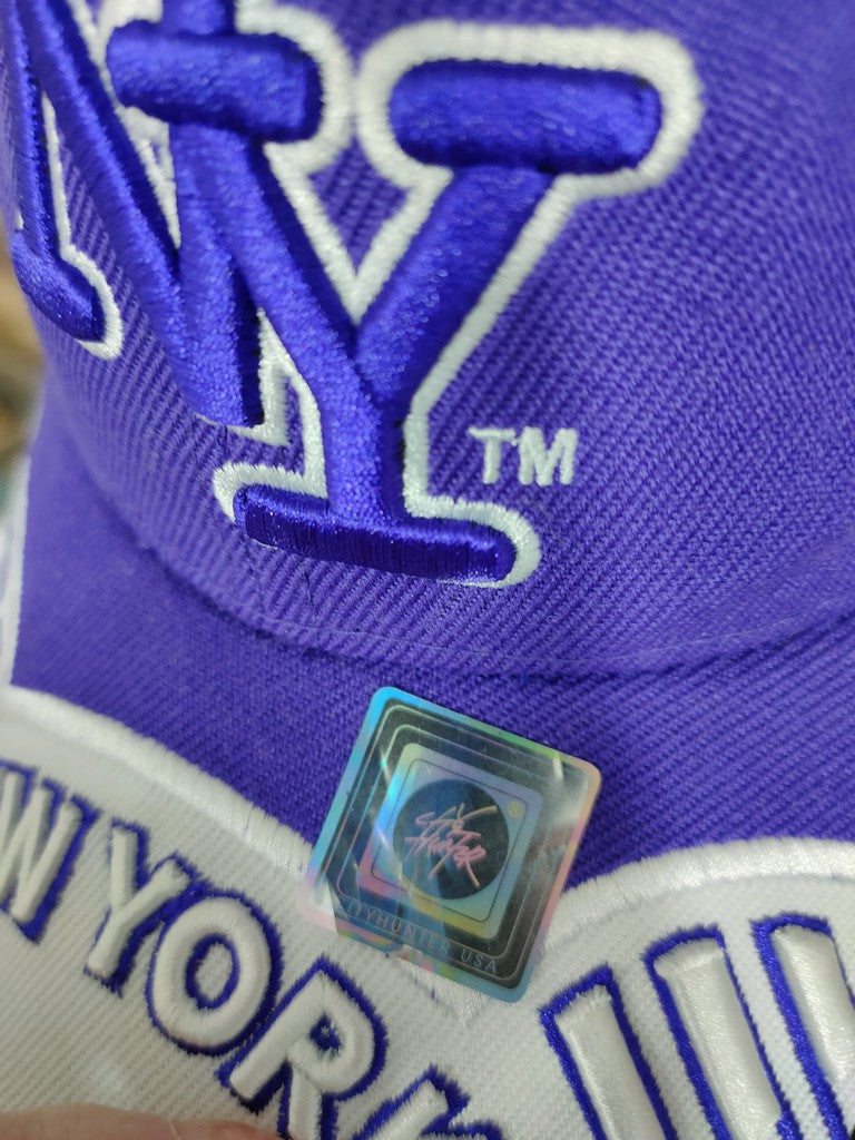 Cityhunter USA NY New York Baseball Cap Hat Purple White Embroidered Strapback OSFA