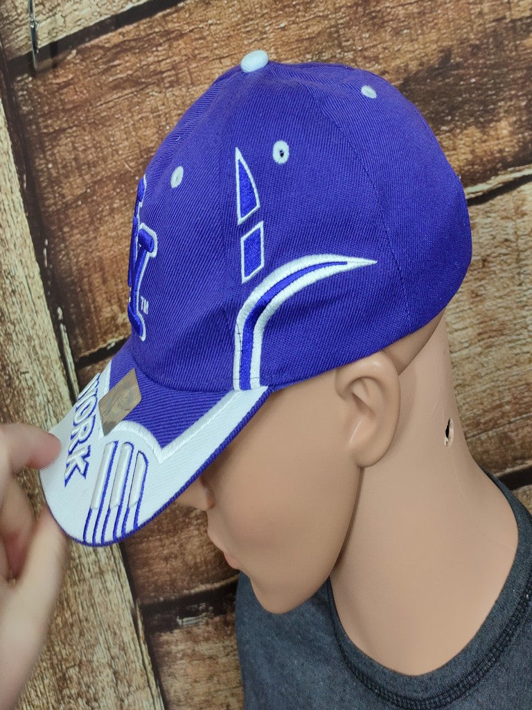 Cityhunter USA NY New York Baseball Cap Hat Purple White Embroidered Strapback OSFA