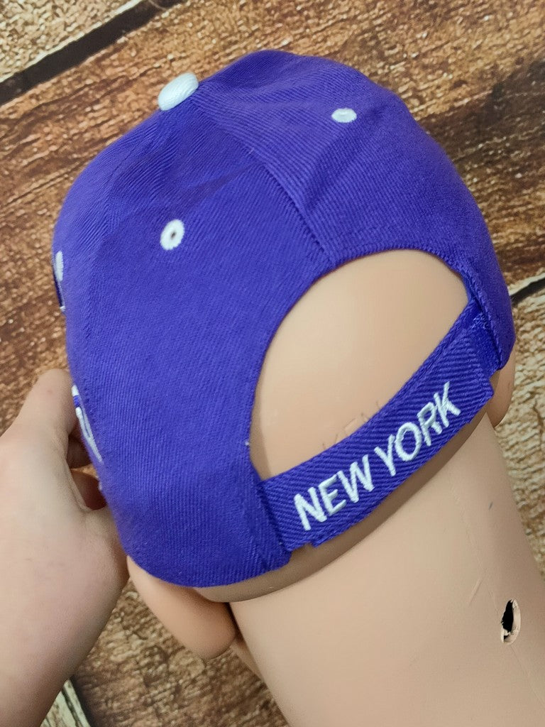 Cityhunter USA NY New York Baseball Cap Hat Purple White Embroidered Strapback OSFA