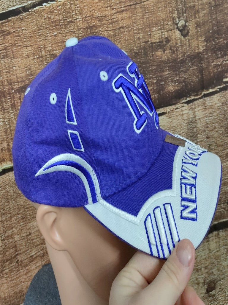 Cityhunter USA NY New York Baseball Cap Hat Purple White Embroidered Strapback OSFA