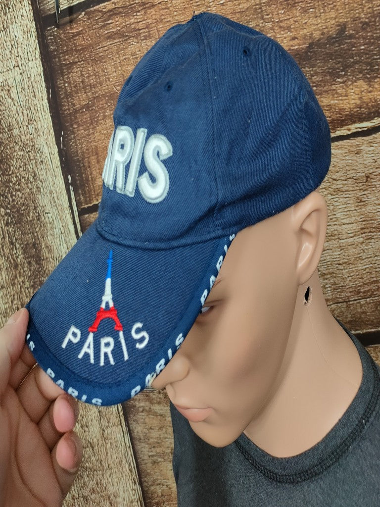 Paris Eiffel Tower Baseball Cap Hat Navy Blue French Flag Embroidered Strapback