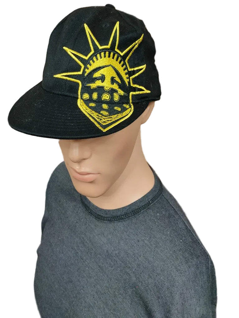 Flexfit 210 Statue of Liberty Bandana Cap Hat Black Yellow Embroidery 6 7/8 - 7 1/4