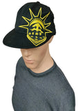 Flexfit 210 Statue of Liberty Bandana Cap Hat Black Yellow Embroidery 6 7/8 - 7 1/4