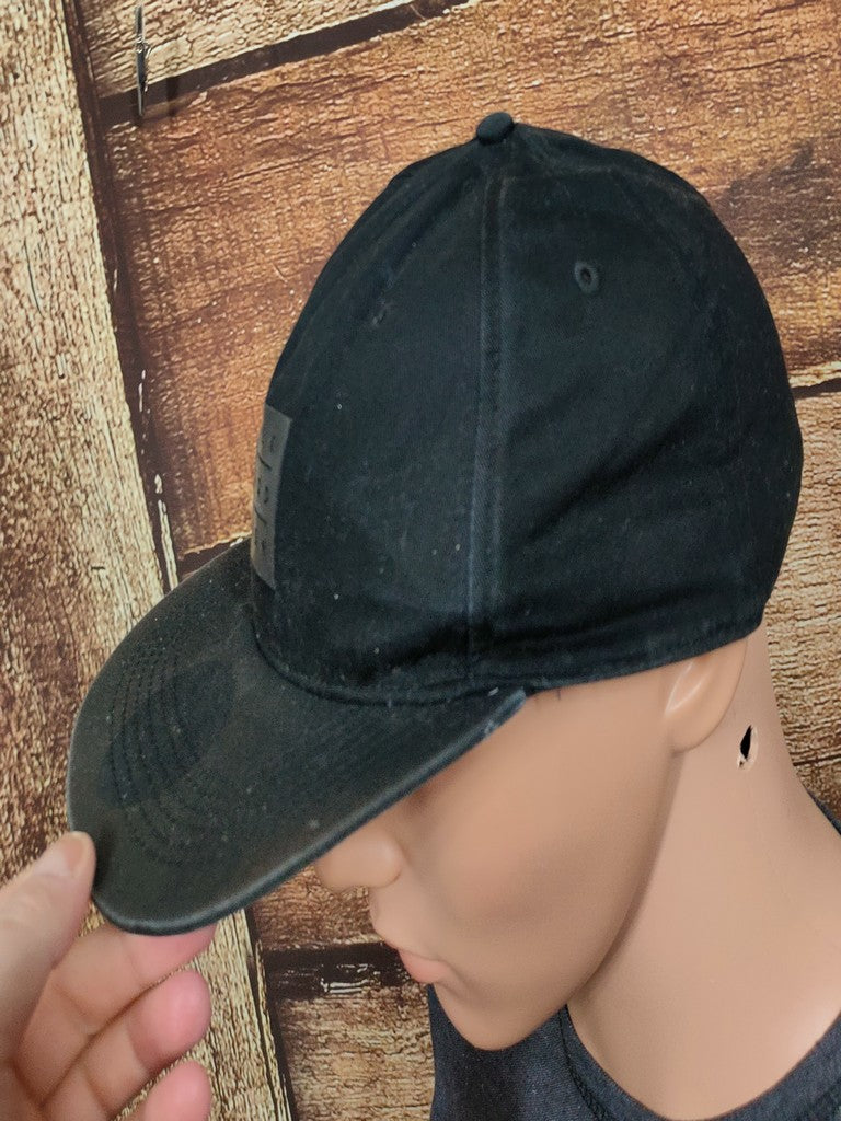 Black Squad LDN Rubber Patch Snapback Cap Hat Washed Black Tone-on-Tone OSFA