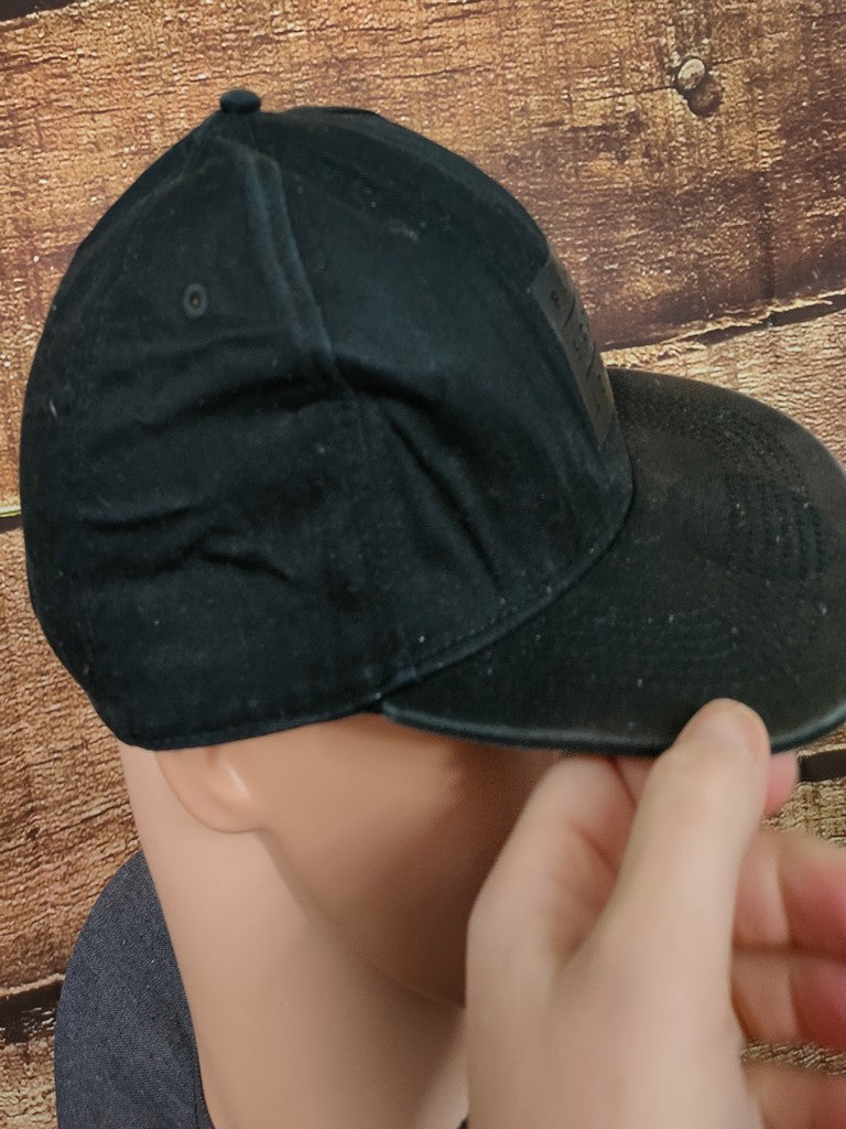 Black Squad LDN Rubber Patch Snapback Cap Hat Washed Black Tone-on-Tone OSFA