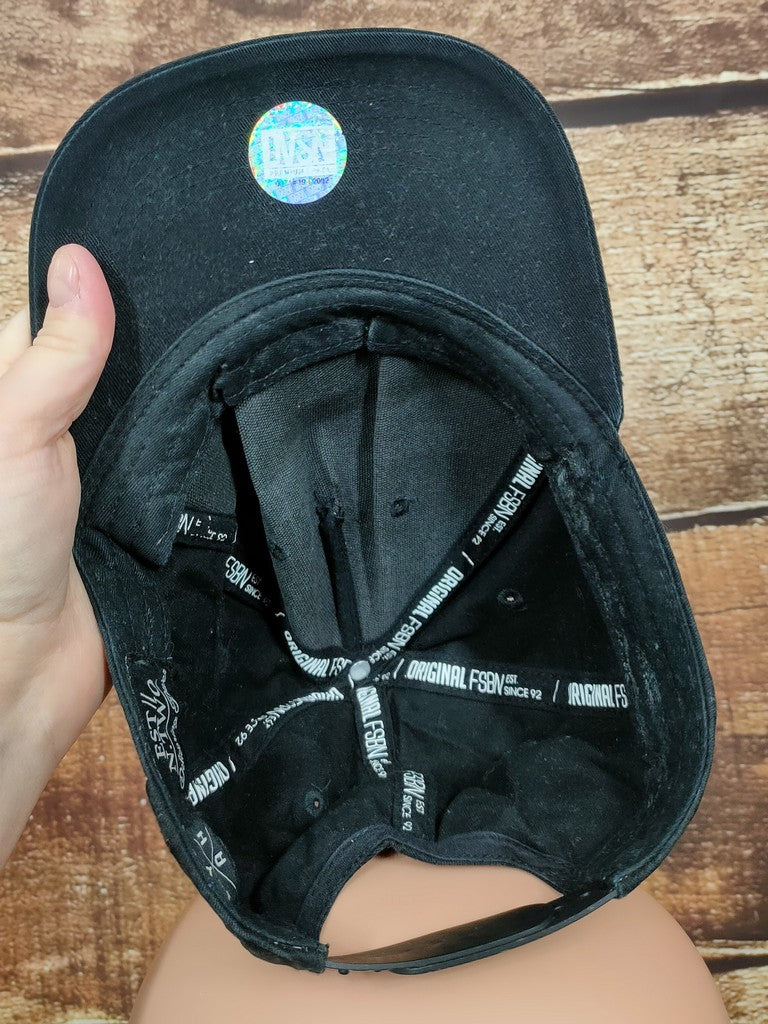 Black Squad LDN Rubber Patch Snapback Cap Hat Washed Black Tone-on-Tone OSFA