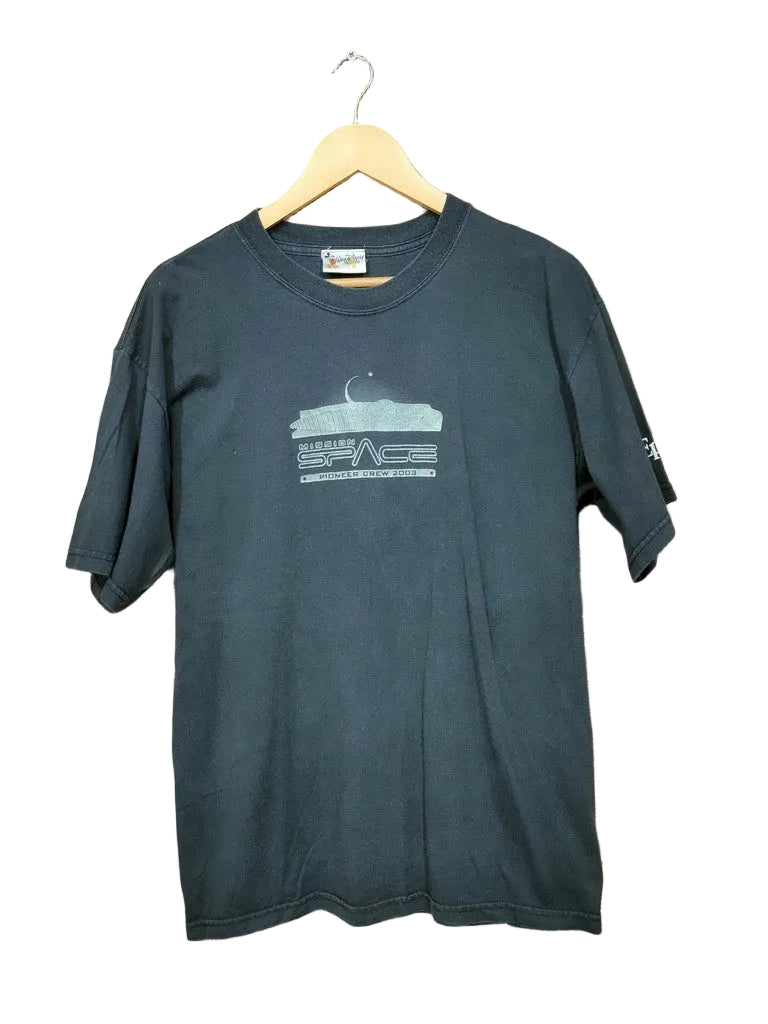 Vintage 2003 Disney World Epcot Mission Space Pioneer Crew T-Shirt Faded Black Large
