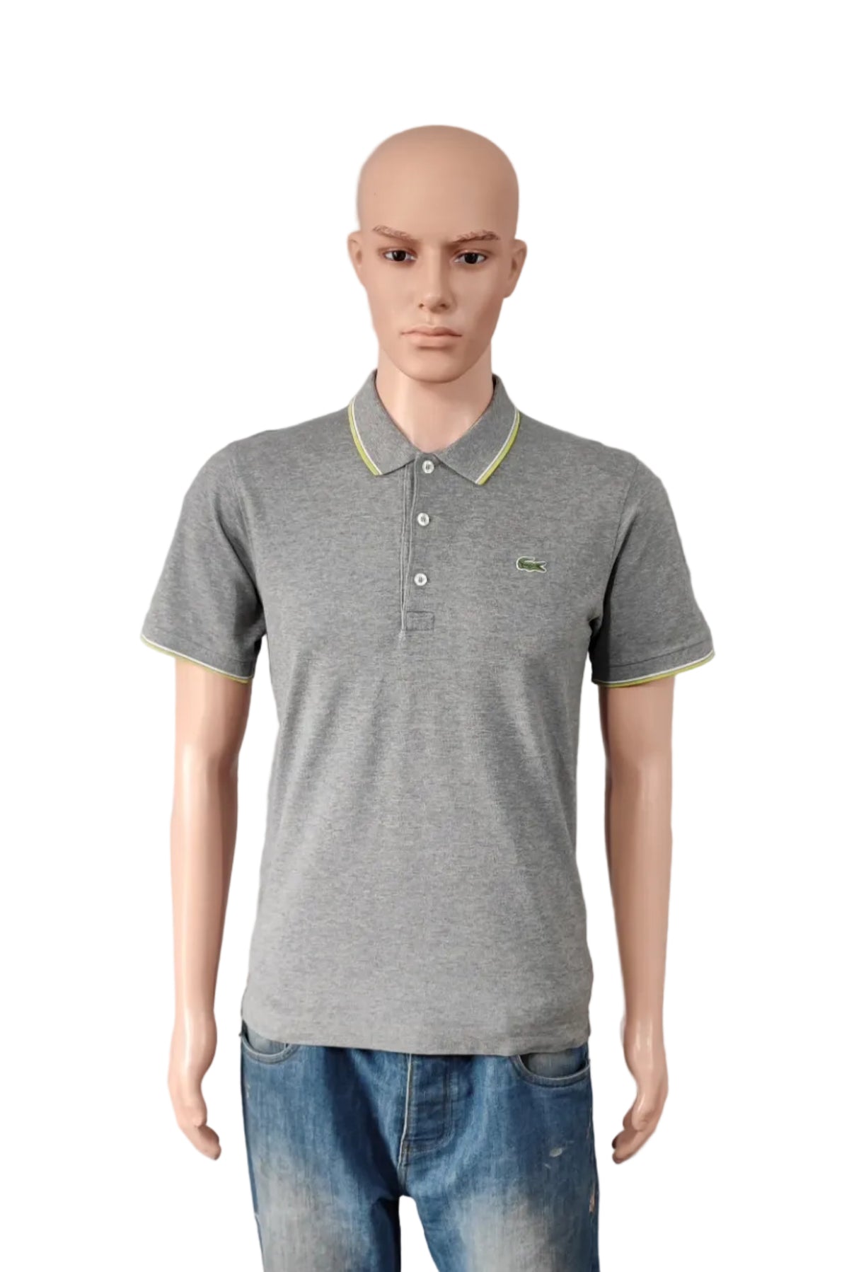 Vintage Lacoste Sport Crocodile Logo Polo Shirt Grey Retro 90s Men's Size Small