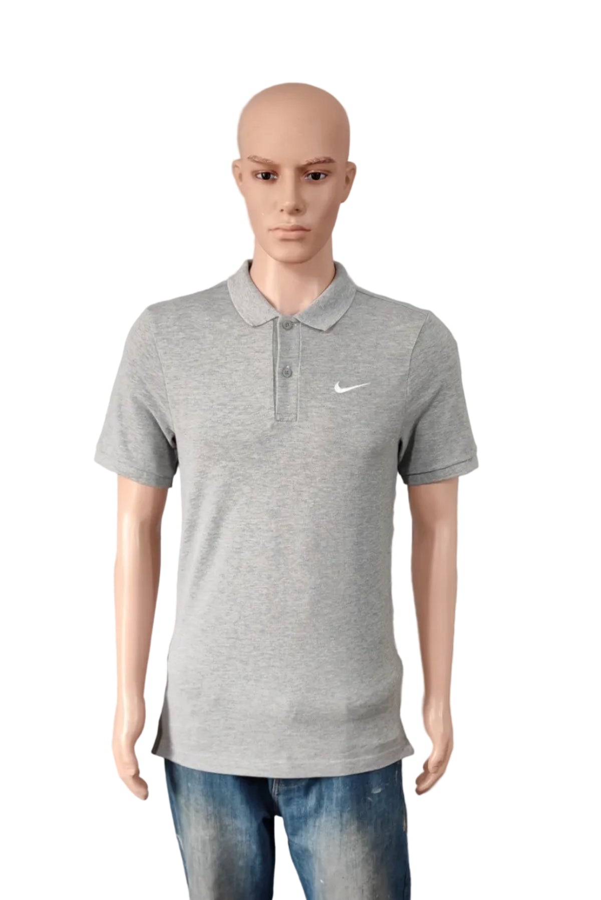 Vintage Nike Embroidered Swoosh Polo Shirt Grey Retro 90s Y2K Men's Size Small S