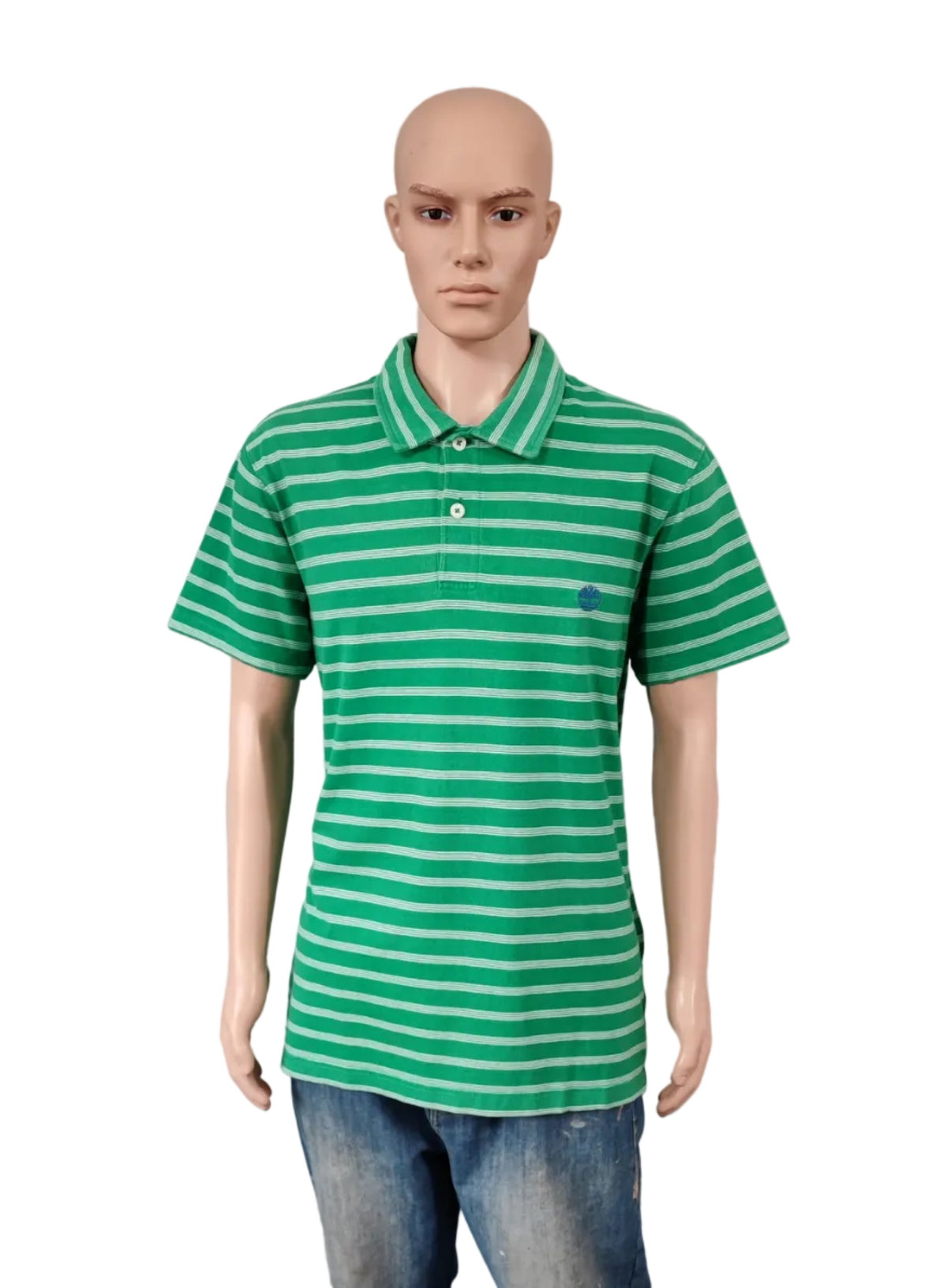 Vintage Timberland Striped Polo Shirt Green White Gorpcore Men's Size XL