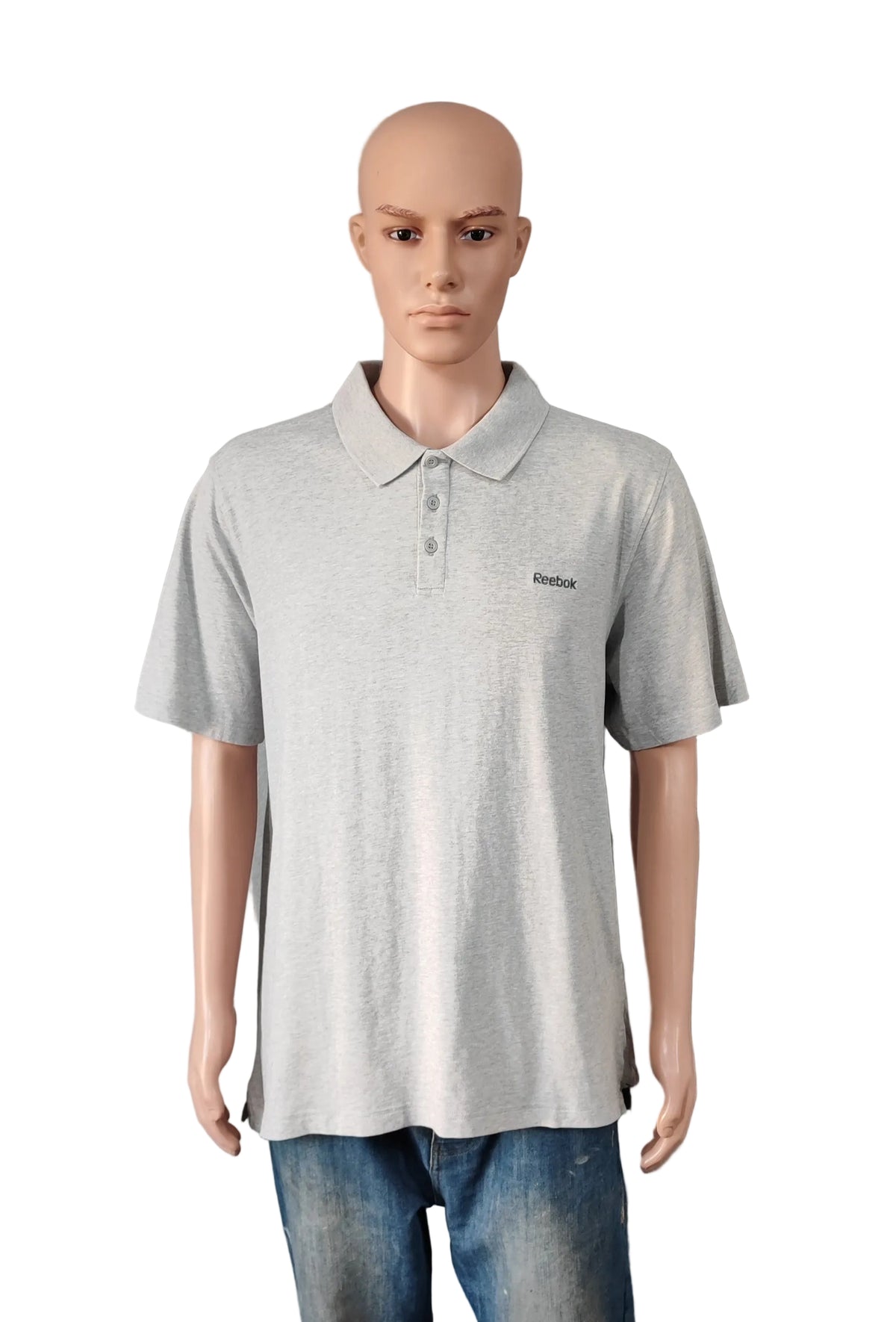 Vintage Reebok Embroidered Logo Polo Shirt Grey Retro 90s Men's Size Large L