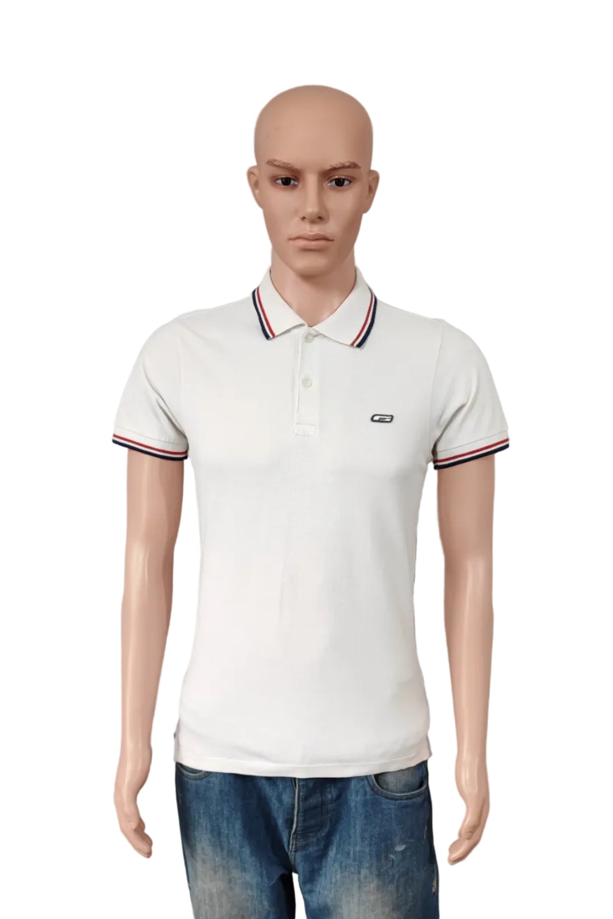 Vintage Jack & Jones Classic Polo Shirt Faded White Retro Y2K Men's Size Small S