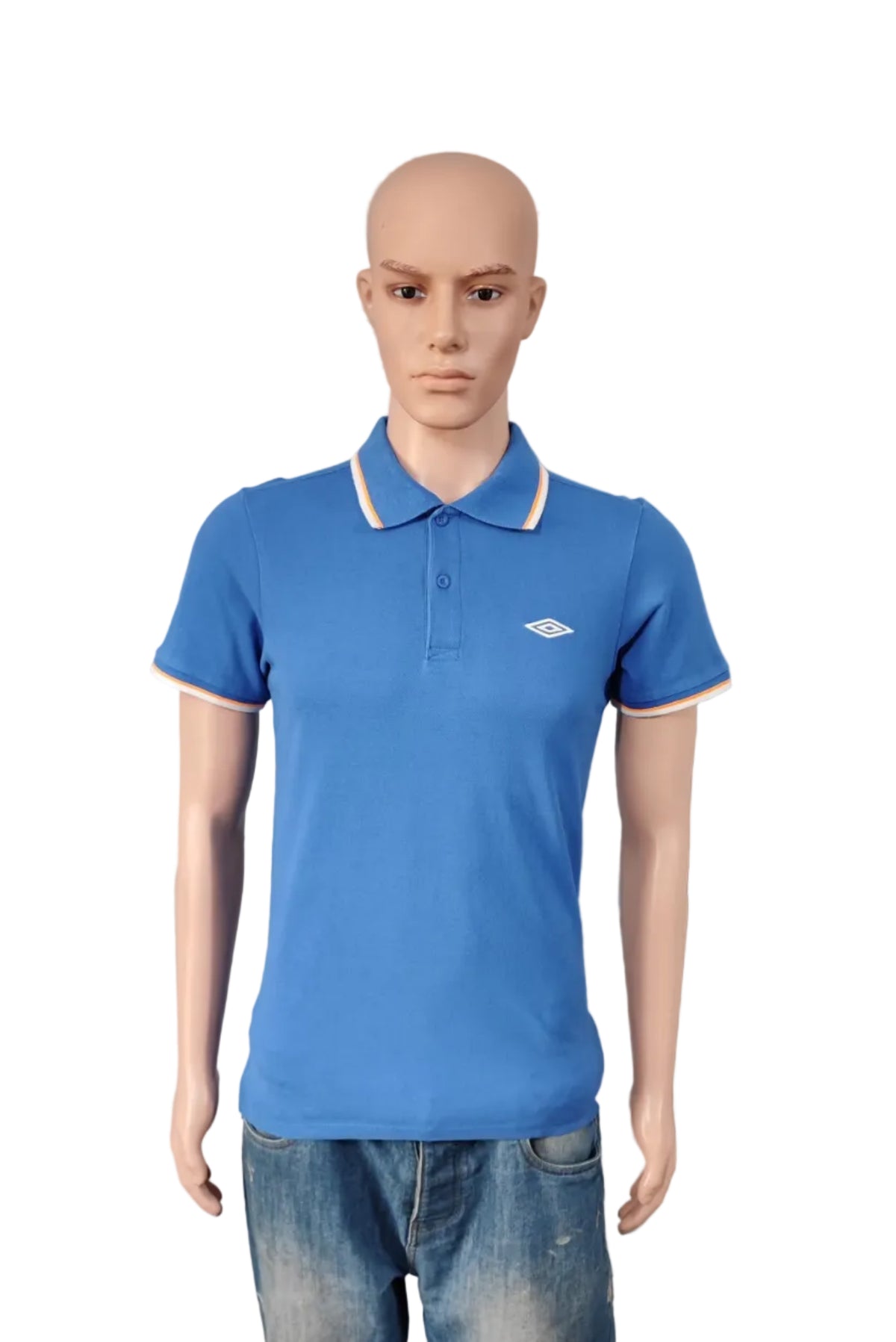 Vintage Umbro Embroidered Logo Polo Shirt Blue Retro 90s Men's Size Small S